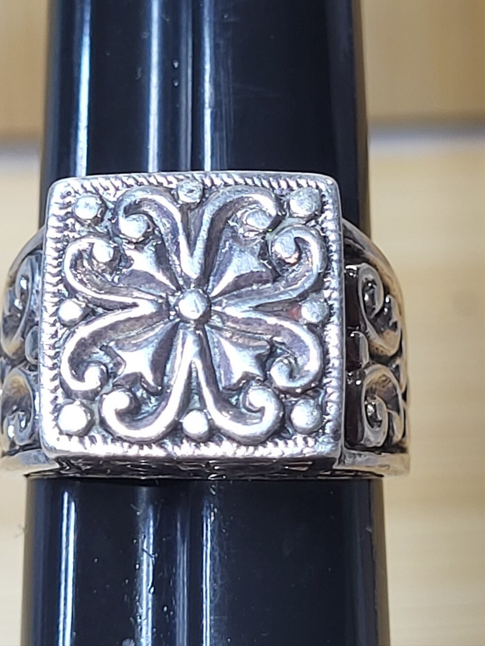 Ornate Square Floral 925 Sterling Silver Ring